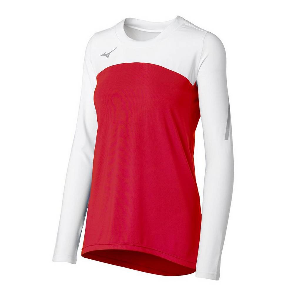Jersey Mizuno Voleibol Techno VII Long Sleeve Para Mujer Rojos/Blancos 3568190-WZ